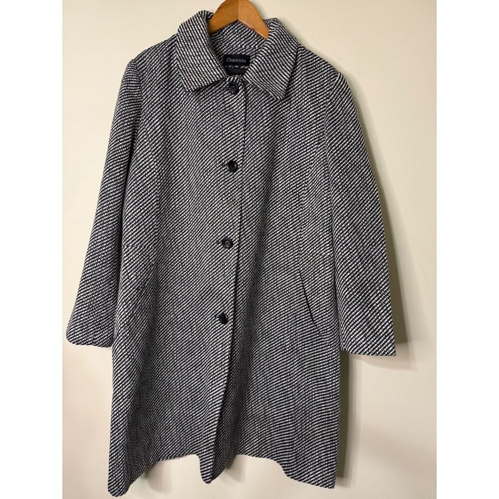 Chadwick’s Tweed Herringbone LONG 25% Wool Blend Long Coat NWOT 18